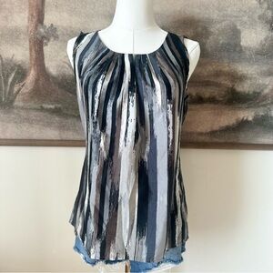 Banana Republic Black and Gray Striped Blouse